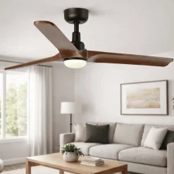 Ventilatori Da Soffitto-Selezionato da Mazzolaluce Ventilatore da soffitto con luce 28mq led 10w marrone scuro motore silenzioso