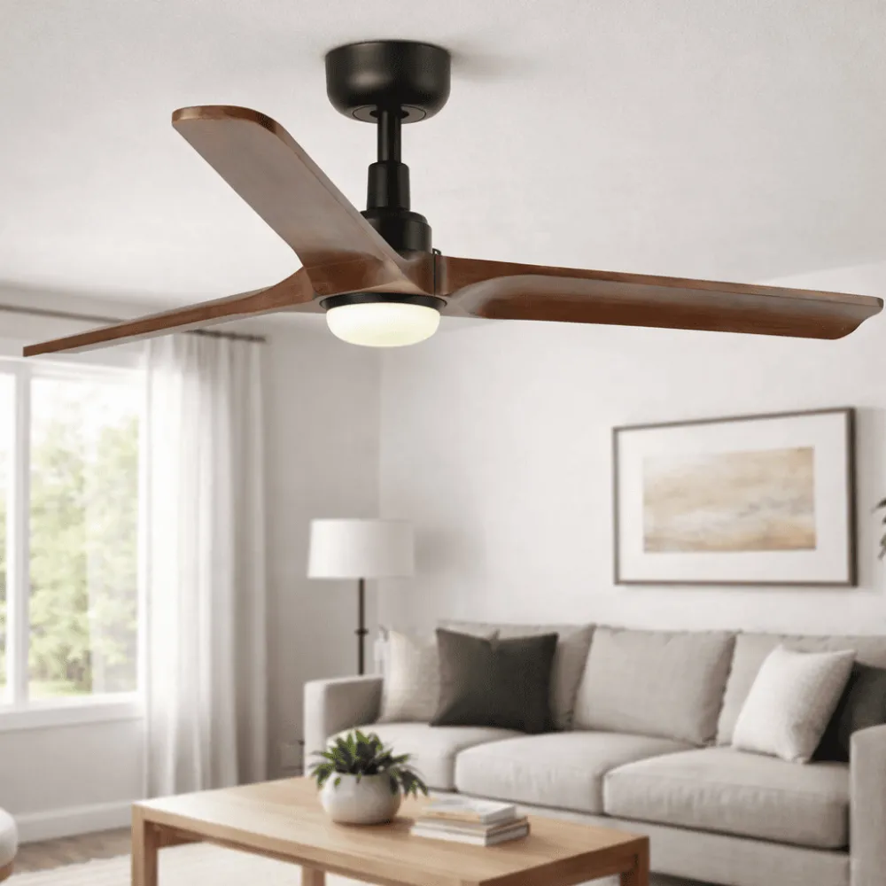 Ventilatori Da Soffitto-Selezionato da Mazzolaluce Ventilatore da soffitto con luce 28mq led 10w marrone scuro motore silenzioso