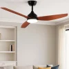 Ventilatori Da Soffitto-Selezionato da Mazzolaluce Ventilatore da soffitto con telecomando nero pale legno noce con lcue 20mq