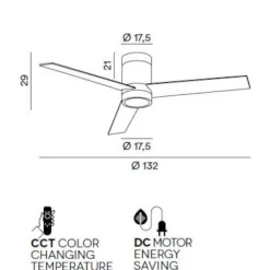 Ventilatori Da Soffitto-Selezionato da Mazzolaluce Ventilatore da soffitto grigio con luce telecomando 20mq