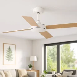 Ventilatori Da Soffitto-Selezionato da Mazzolaluce Ventilatore da soffitto 28mq a pale bicolore bianco legno