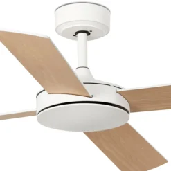 Ventilatori Da Soffitto-Selezionato da Mazzolaluce Ventilatore da soffitto 28mq a pale bicolore bianco legno