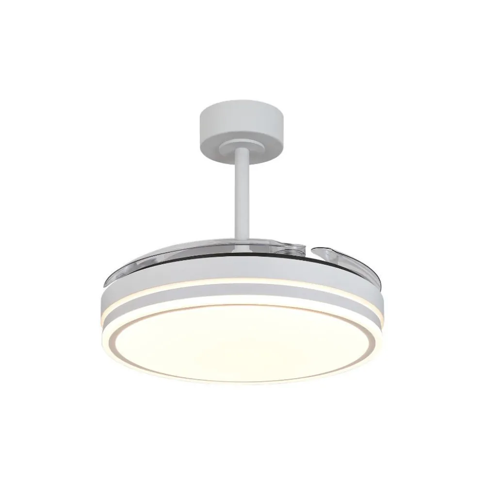 Ventilatori Da Soffitto-Selezionato da Mazzolaluce Ventilatore da soffitto 13-20mq pale retrattili bianco led con telecomando