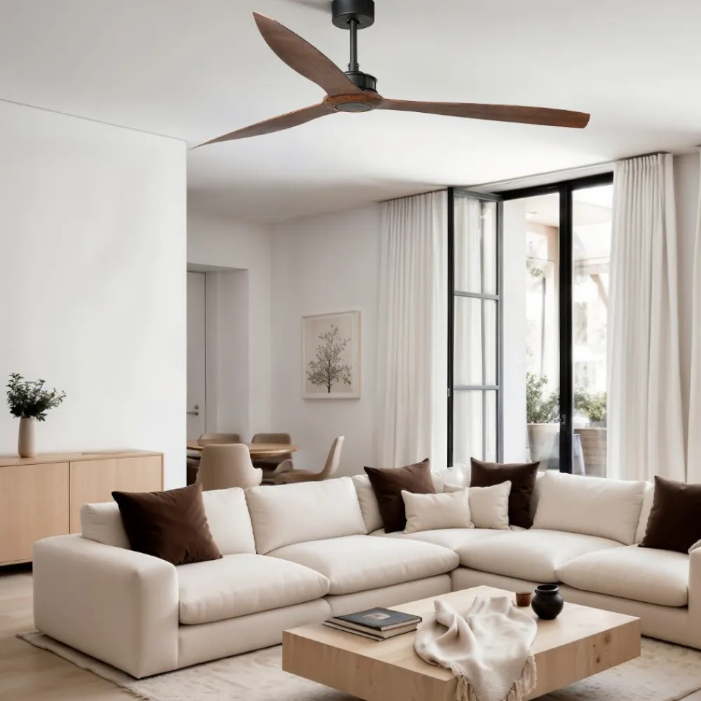 Ventilatori Da Soffitto-Selezionato da Mazzolaluce Ventilatore da soffitto 39mq pale marrone con telecomando