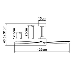 Ventilatori Da Soffitto-Selezionato da Mazzolaluce Ventilatore da soffitto nero 20mq con luce telecomando app