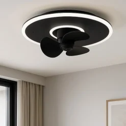 Ventilatori Da Soffitto-Selezionato da Mazzolaluce Ventilatore da soffitto nero a plafoniera con luce telecomando