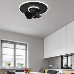 Ventilatori Da Soffitto-Selezionato da Mazzolaluce Ventilatore da soffitto nero a plafoniera con luce telecomando