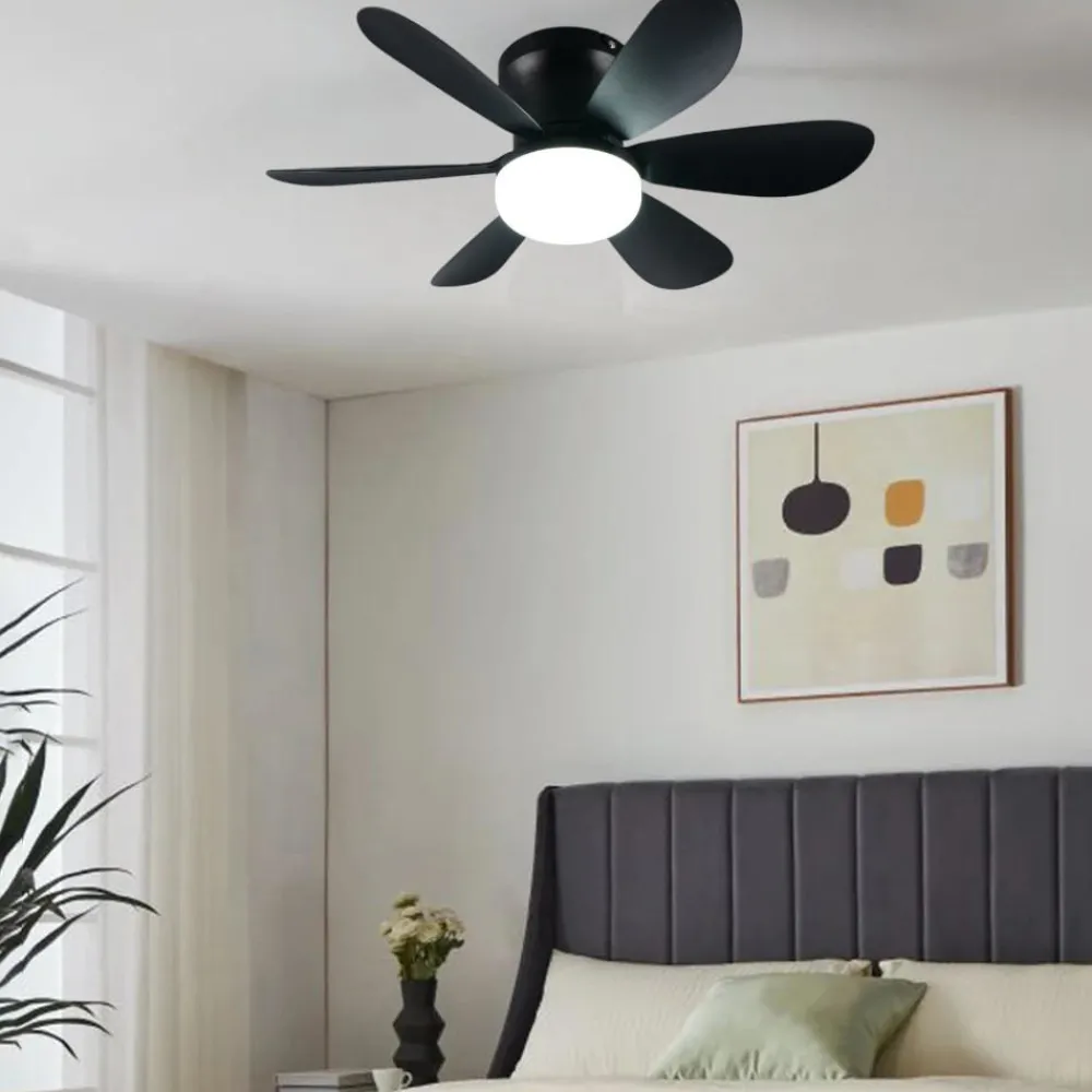 Ventilatori Da Soffitto-Selezionato da Mazzolaluce Ventilatore da soffitto nero design con luce telecomando