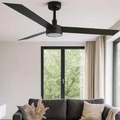 Ventilatori Da Soffitto-Selezionato da Mazzolaluce Ventilatore da soffitto nero con luce silenzioso 28mq