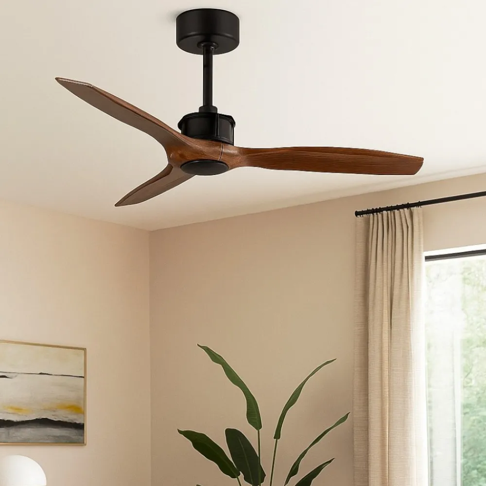 Ventilatori Da Soffitto-Selezionato da Mazzolaluce Ventilatore da soffitto nero 13mq pale effetto legno