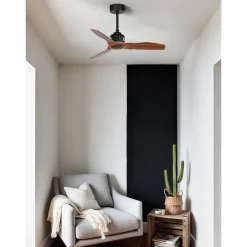 Ventilatori Da Soffitto-Selezionato da Mazzolaluce Ventilatore da soffitto nero 13mq pale effetto legno