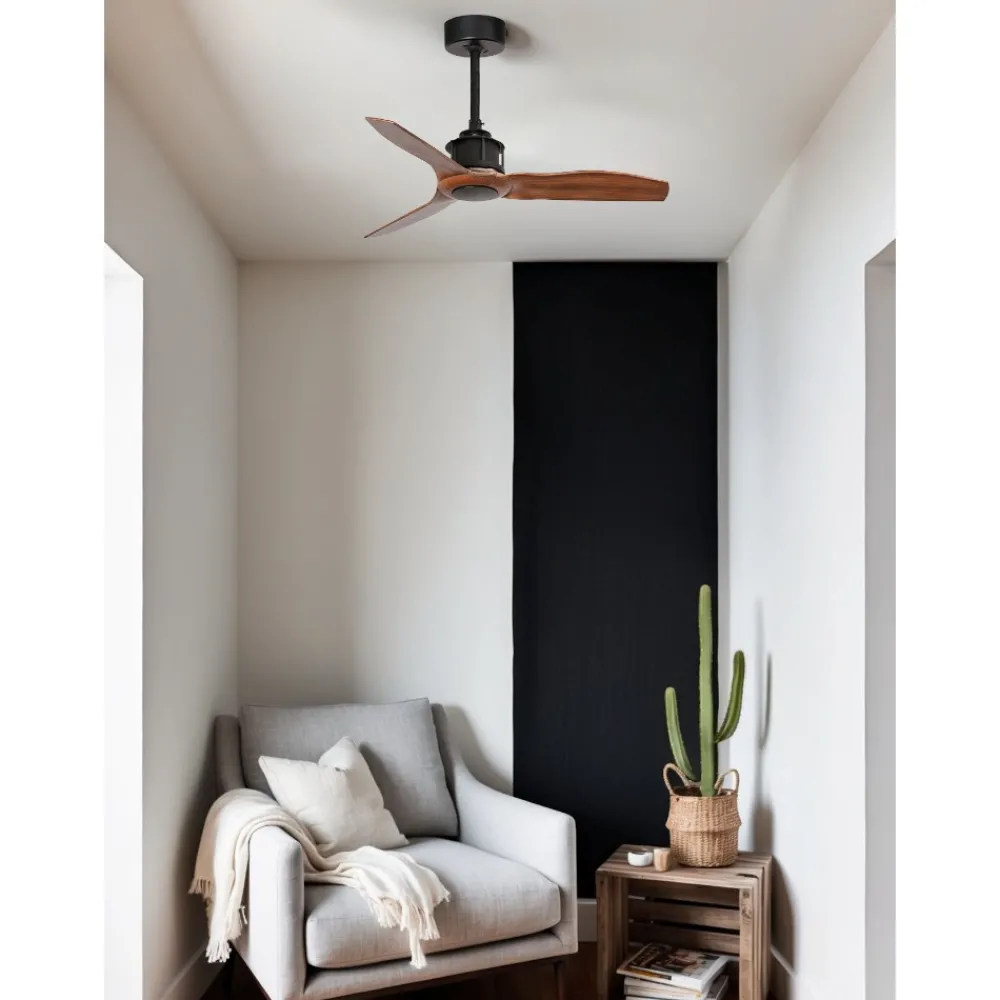 Ventilatori Da Soffitto-Selezionato da Mazzolaluce Ventilatore da soffitto nero 13mq pale effetto legno