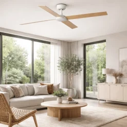 Ventilatori Da Soffitto-Selezionato da Mazzolaluce Ventilatore da soffitto pale intercambiabili bianco frassino telecomando 28mq