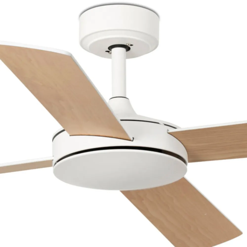 Ventilatori Da Soffitto-Selezionato da Mazzolaluce Ventilatore da soffitto pale smart app tuya bicolore bianco legno 28mq