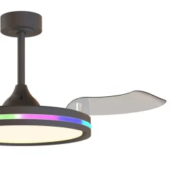 Ventilatori Da Soffitto-Selezionato da Mazzolaluce Ventilatore da soffitto pale retrattili nero moderno led cct rgb stanza 13mq