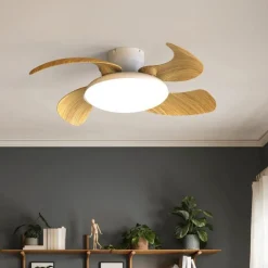 Ventilatori Da Soffitto-Selezionato da Mazzolaluce Ventilatore da soffitto pale retrattili legno led cct 13mq con telecomando