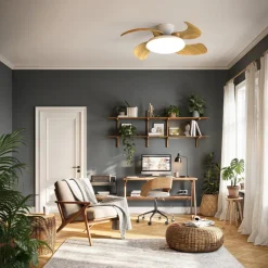 Ventilatori Da Soffitto-Selezionato da Mazzolaluce Ventilatore da soffitto pale retrattili legno led cct 13mq con telecomando