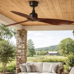Ventilatori Da Soffitto-Selezionato da Mazzolaluce Ventilatore da soffitto per balcone ip44 legno scuro motore silenzioso