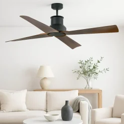 Ventilatori Da Soffitto-Selezionato da Mazzolaluce Ventilatore da soffitto per esterno nero a pale marrone 18mq