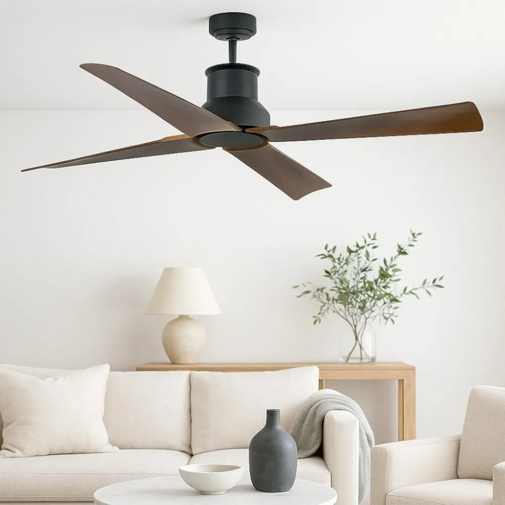 Ventilatori Da Soffitto-Selezionato da Mazzolaluce Ventilatore da soffitto per esterno nero a pale marrone 18mq