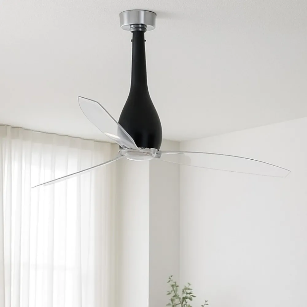 Ventilatori Da Soffitto-Selezionato da Mazzolaluce Ventilatore da soffitto silenzioso in vetro nero 17mq