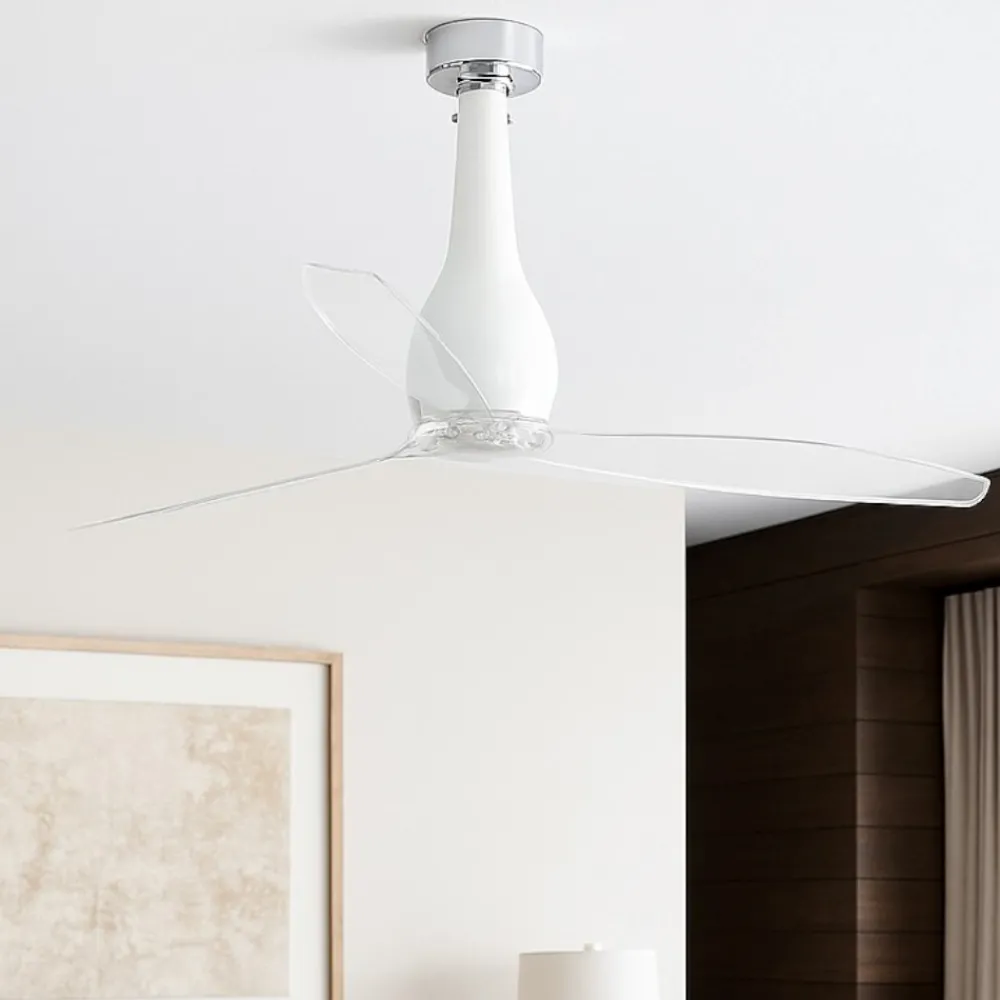 Ventilatori Da Soffitto-Selezionato da Mazzolaluce Ventilatore di vetro bianco da soffitto pale trasparenti 17mq