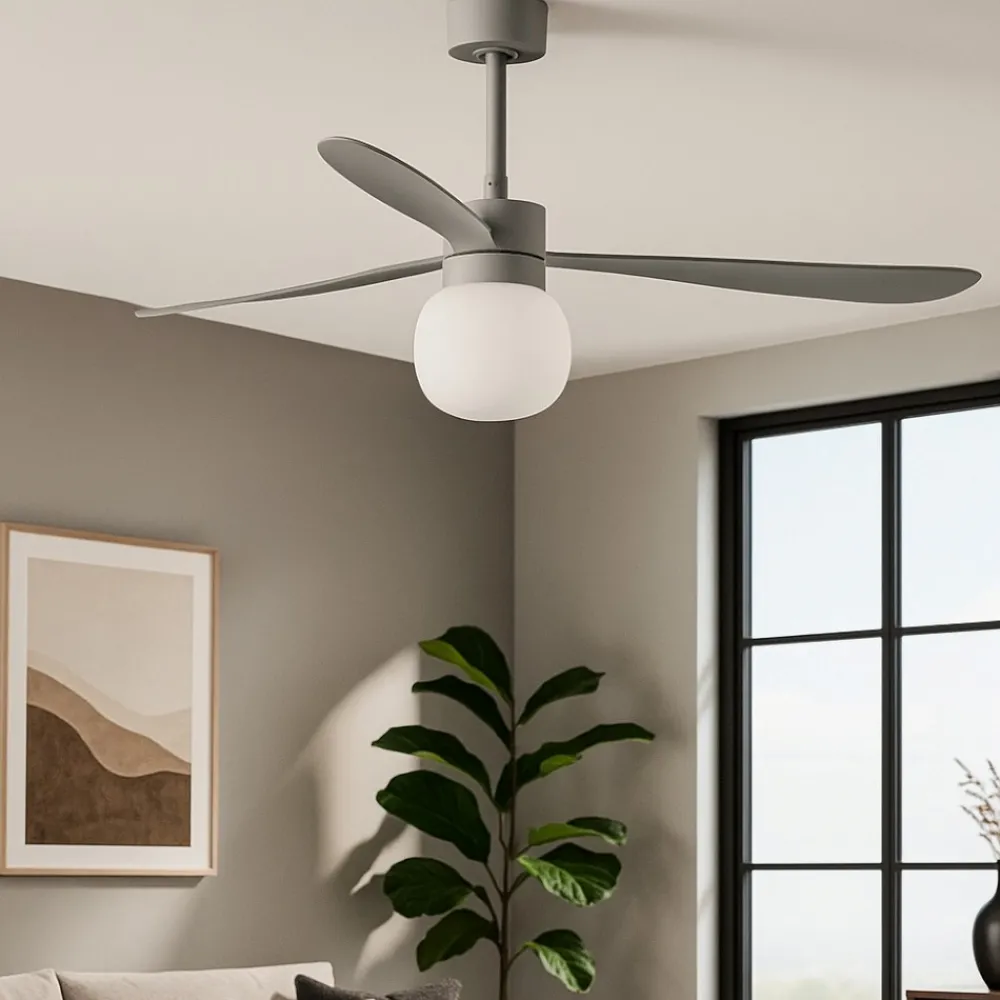 Ventilatori Da Soffitto-Selezionato da Mazzolaluce Ventilatore grigio a pale da soffitto con luce moderno 28mq