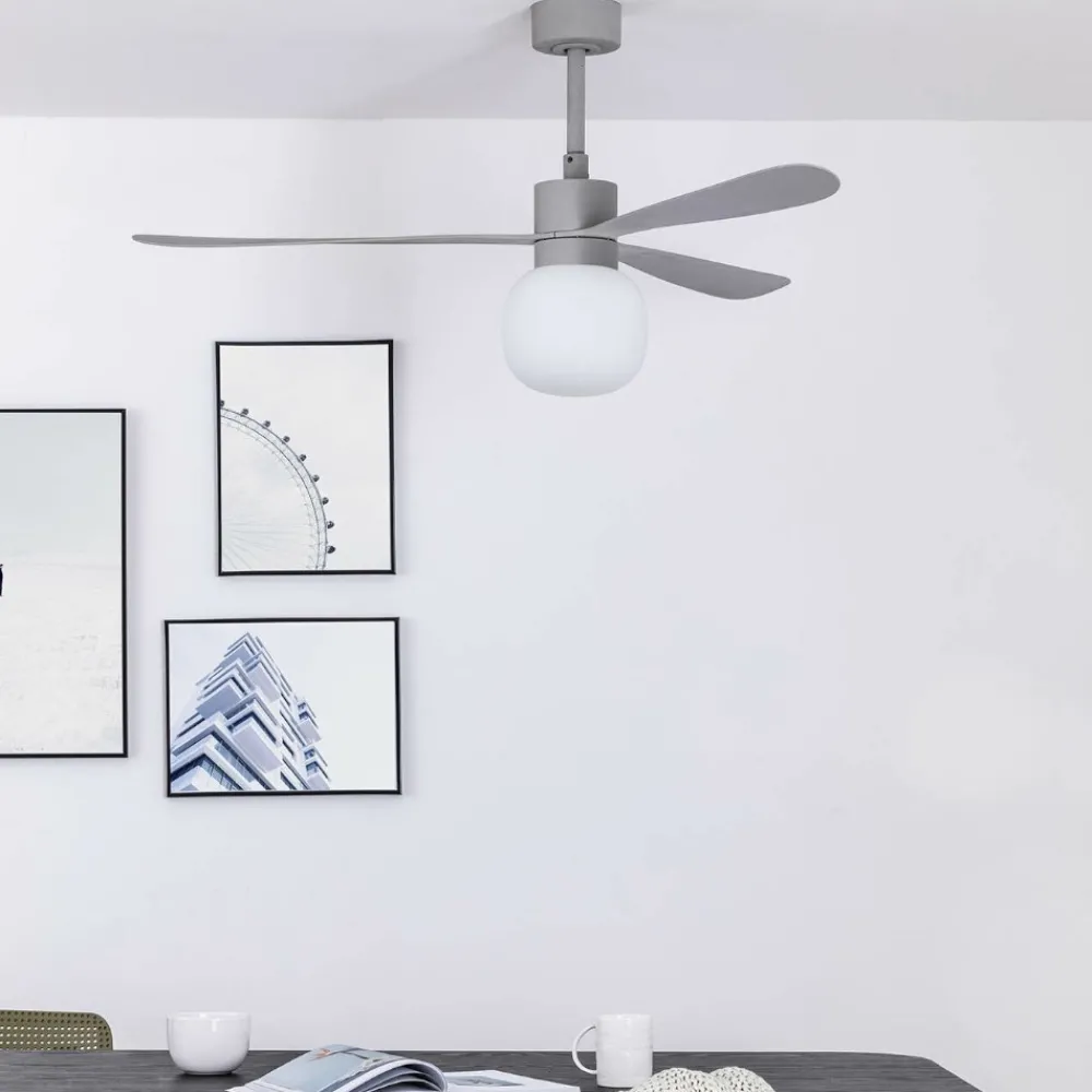Ventilatori Da Soffitto-Selezionato da Mazzolaluce Ventilatore grigio a pale da soffitto con luce moderno 28mq