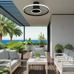 Ventilatori Da Soffitto-Selezionato da Mazzolaluce Ventilatore lampadario con pale con luce led 13 mq nero moderno