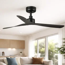 Ventilatori Da Soffitto-Selezionato da Mazzolaluce Ventilatore moderno da soffitto smart app nero 17mq tetti inclinati