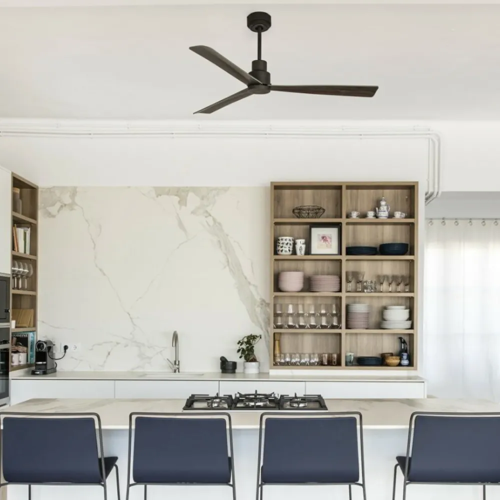 Ventilatori Da Soffitto-Selezionato da Mazzolaluce Ventilatore nero da soffitto 17mq pale legno marrone