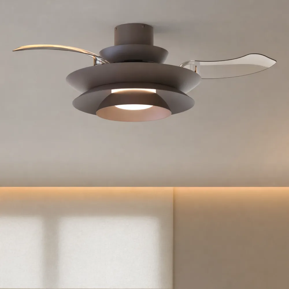 Ventilatori Da Soffitto-Selezionato da Mazzolaluce Ventilatore pale a scomparsa caffe ambienti max 20mq led cct con telecomando