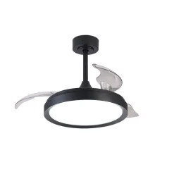 Ventilatori Da Soffitto-Selezionato da Mazzolaluce Ventilatore pale a scomparsa nero ambiente max 13mq led cct e telecomando