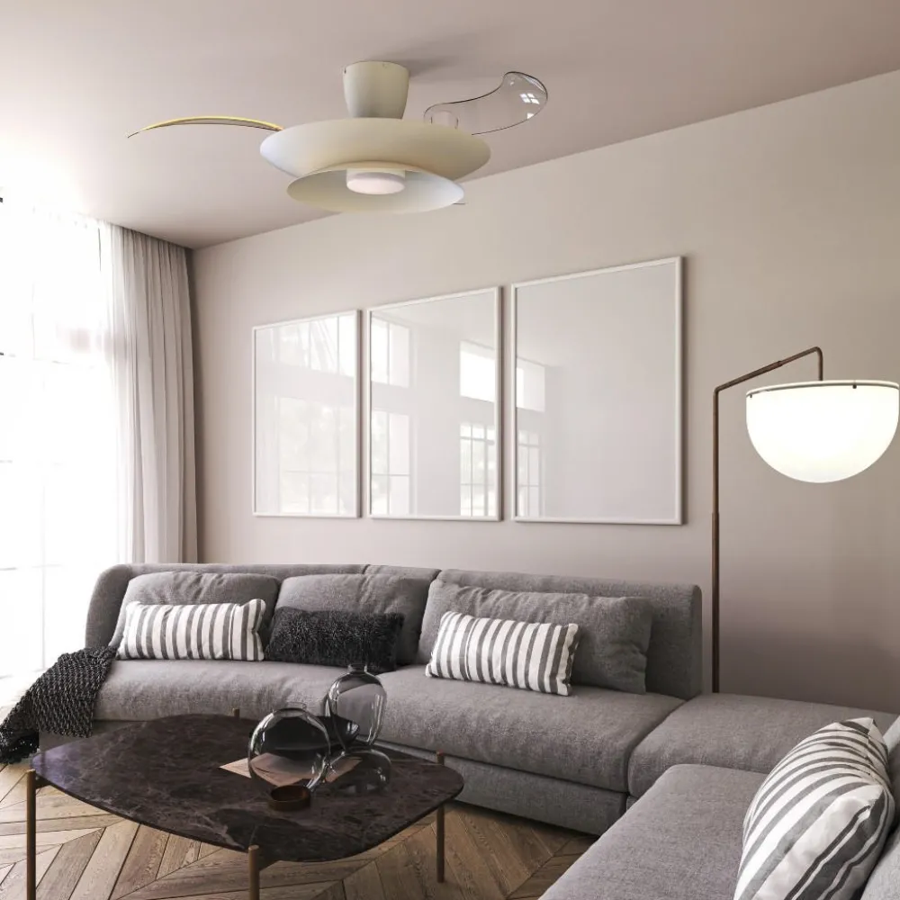 Ventilatori Da Soffitto-Selezionato da Mazzolaluce Ventilatore pale a scomparsa bianco luce led cct max 20mq con telecomando