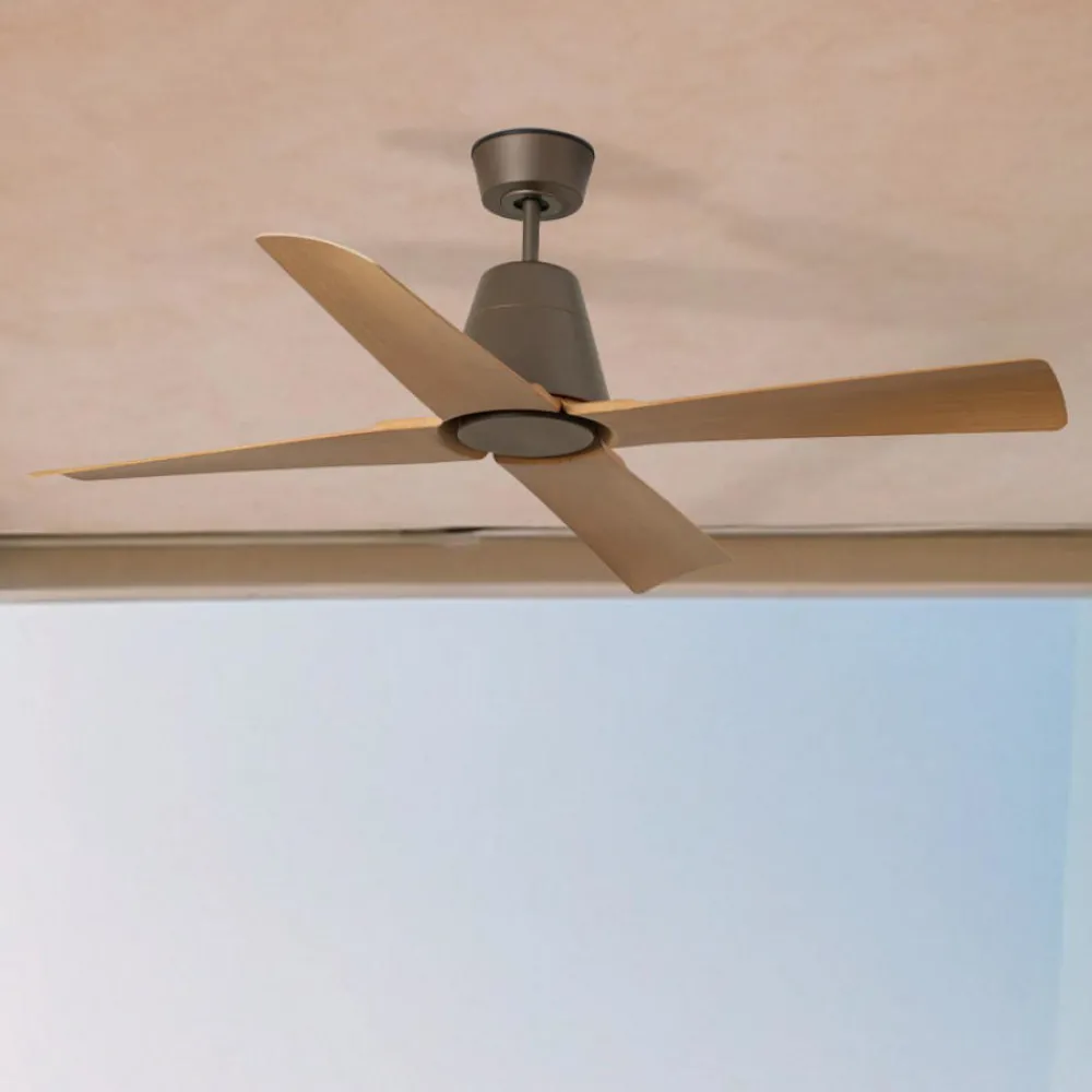 Ventilatori Da Soffitto-Selezionato da Mazzolaluce Ventilatore per soffitto esterno ip44 marrone 13-17mq wiz smart app