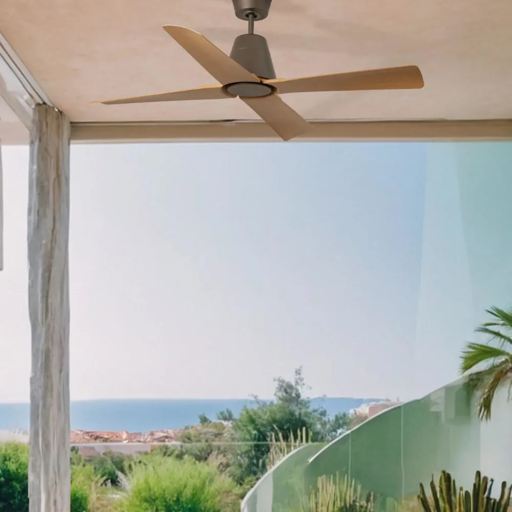 Ventilatori Da Soffitto-Selezionato da Mazzolaluce Ventilatore per soffitto esterno ip44 marrone 13-17mq wiz smart app