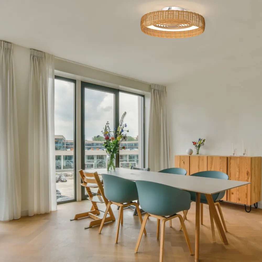 Ventilatori Da Soffitto-Selezionato da Mazzolaluce Ventilatore plafoniera da soffitto in rattan ip44 20mq con telecomando