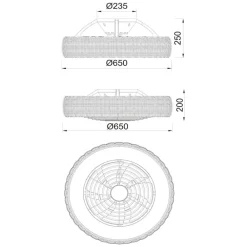 Ventilatori Da Soffitto-Selezionato da Mazzolaluce Ventilatore plafoniera da soffitto in rattan ip44 20mq con telecomando
