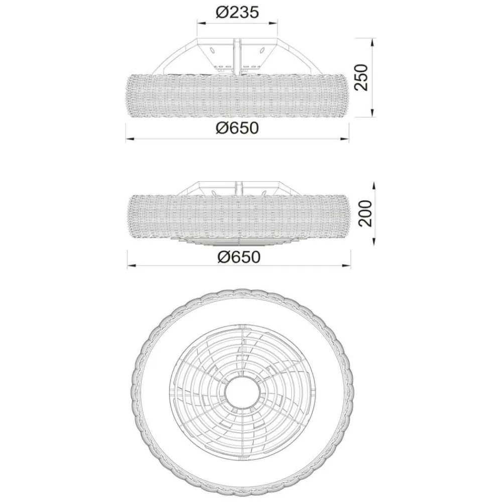 Ventilatori Da Soffitto-Selezionato da Mazzolaluce Ventilatore plafoniera da soffitto in rattan ip44 20mq con telecomando
