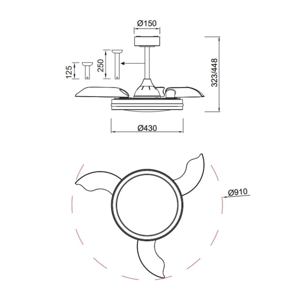Ventilatori Da Soffitto-Selezionato da Mazzolaluce Ventilatore soffitto pale richiudibili bianco led cct rgb moderno 13mq