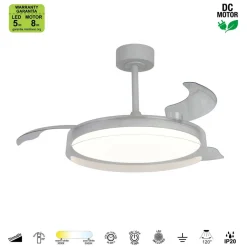 Ventilatori Da Soffitto-Selezionato da Mazzolaluce Ventilatore soffitto pale richiudibili led 40w cct telecomando 15-20mq
