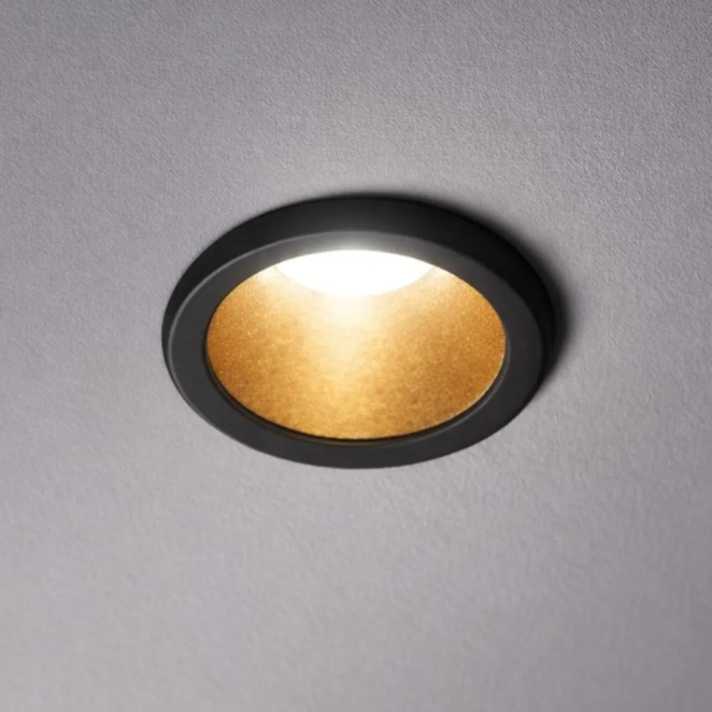 Faretti Da Incasso-Ideal Lux Virus faretto da incasso led 3w 3000k nero oro