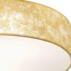 Plafoniere Moderne-Eglo Viserbella plafoniera per camera da letto rotonda tessuto foglia oro