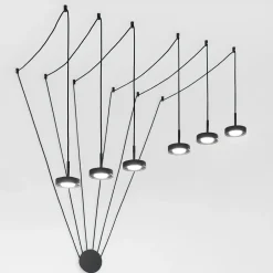 Lampadari Moderni-Vivida International Vivida enigma lampadario con decentramento 6 luci sospese antracite