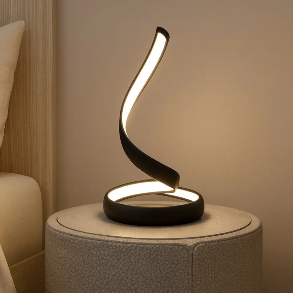 Abat Jour-Vivida International Vivida flame abat jour da comodino nera led 3000k 4000k