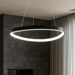 Lampadari Moderni-Vivida International lampadario design moderno lifering nero led 60w 3000k 4000k per soggiorno