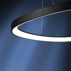 Lampadari Moderni-Vivida International lampadario design moderno lifering nero led 60w 3000k 4000k per soggiorno