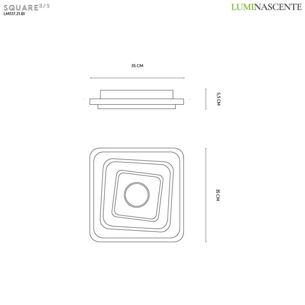 Plafoniere Moderne-Vivida International plafoniera square bianca led design moderna