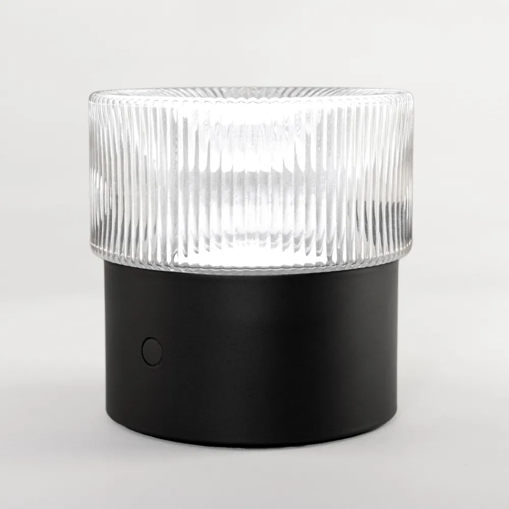 Lampade Da Tavolo-Vivida International Vivida lampada da tavolo pilastro vetro rigato trasparente dimmerabile