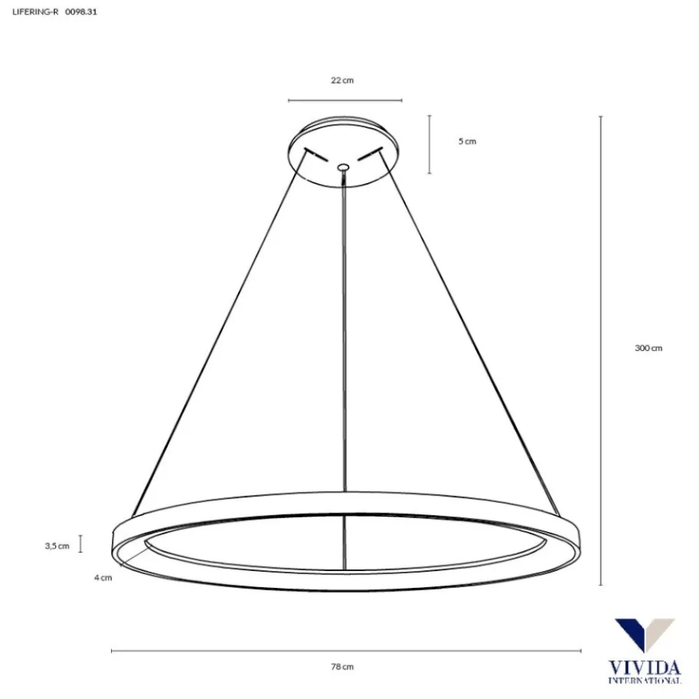 Lampadari Moderni-Vivida International Vivida lampadario lifering-r rotondo bianco led 80w 3000k 4000k